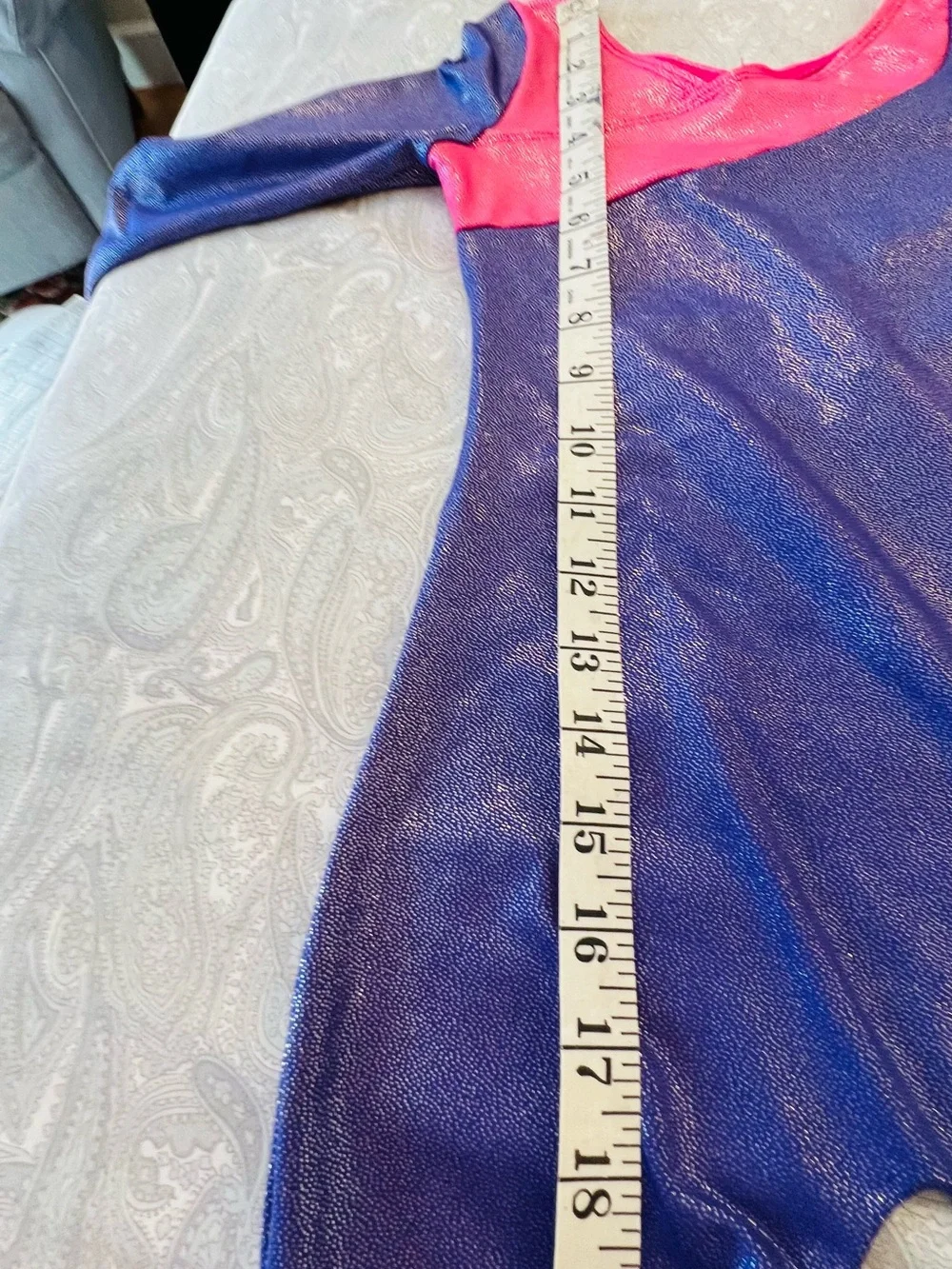 Girls Metallic Purple & Pink Gymnastics Leotard Bodysuit for girls length 110 cm